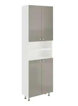 Soldat Baie Zaria, 4 Usi, Gri Lucios/Alb, MDF, L 60 x l 27 x H 190 cm