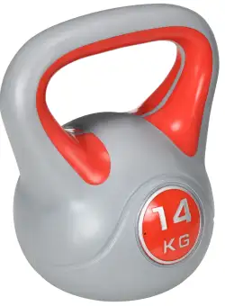 SPORTNOW Kettlebell 14kg pentru Întărire Musculară, Bază Plată, Mâner Confortabil, PU și Nisip, 26x18x32 cm, Roșu | Aosom Romania