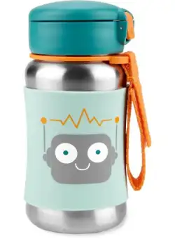 Sticla cu pai din otel inoxidabil Spark - Robot, Skip Hop (Argintiu)