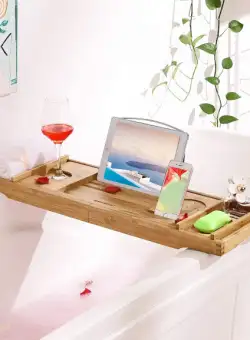 Suport Accesorii Baie, Natur, (75-109) x 23 x 4.5 cm