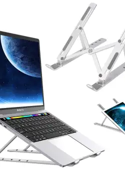 Suport de birou pliabil pentru laptop, tableta sau telefon, portabil, din aluminiu