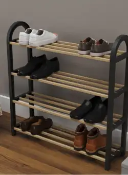 Suport incaltaminte cu 4 rafturi din lemn,18 x 64 x 64 cm