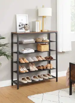 Suport Pentru Incaltaminte Cu 5 Niveluri, Vintage Maro Si Negru, 100 Cm