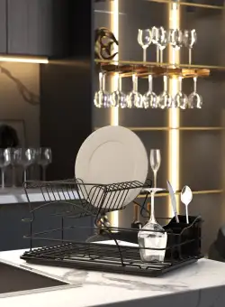 Suport pentru vase KB009, Negru, 48x33x25 cm