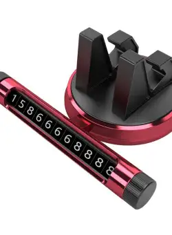 Suport telefon MRG MXY168, Pentru masina, Cu placuta numar telefon, Rosu C603