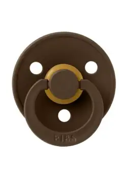 Suzeta Colour Latex pentru bebelusi BIBS, cu tetina rotunda, 0 luni +, Maro