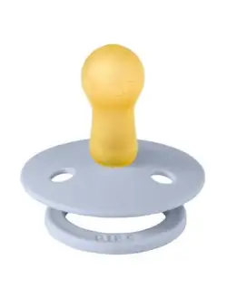 Suzeta Colour Latex, tetina rotunda, 6 luni + Dusty Blue, BIBS