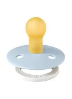Suzeta fosforescenta Colour GLOW Latex, tetina rotunda, 0 luni + Baby Blue, BIBS