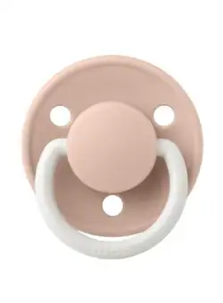Suzeta fosforescenta De Lux Glow Latex, tetina rotunda, 6 luni + Blush, BIBS