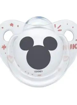 Suzeta Nuk Disney Mickey Silicon 6-18 luni M2 Transparent/Roz