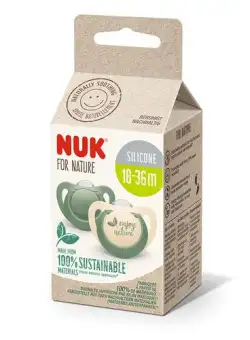 Suzeta Nuk for Nature Silicon M3, 18-36 luni, Set 2 Bucati, Verde