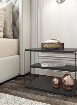 Tabel lateral Lifon, Alb - Gri - Galben - Crem , 50x40x34 cm