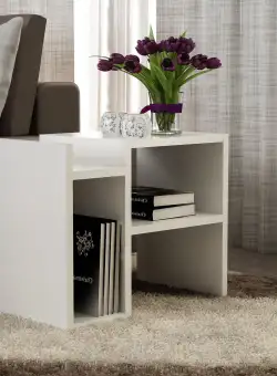 Tabel lateral oyu, Alb, 49,4x40x29,5 cm