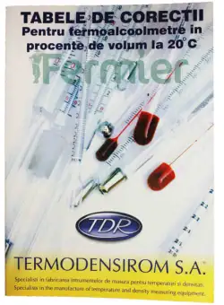 Tabele corectie volum (pentru determinarea tariei alcoolice cu ajutorul termoalcoolmetrului la orice temperatura)