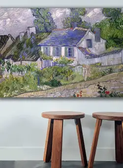 Tablou Canvas Casa, Albastru - Verde, 100 x 70 cm