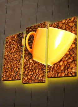 Tablou Canvas cu Led Cafea, Multicolor, 66 x 45 cm