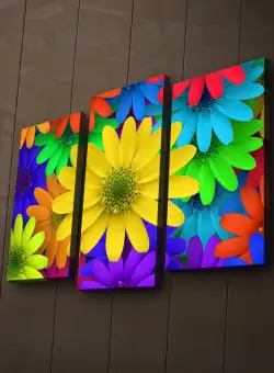 Tablou Canvas cu Led Flori, Multicolor, 66 x 45 cm