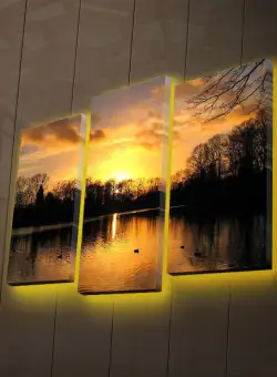 Tablou Canvas cu Led Herastrau, Multicolor, 66 x 45 cm