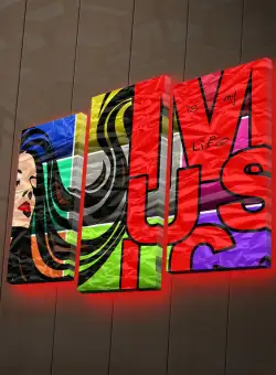 Tablou Canvas cu Led Love Life, Multicolor, 66 x 45 cm