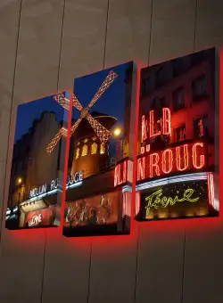 Tablou Canvas cu Led Moulin Rouge, Multicolor, 66 x 45 cm