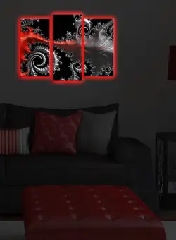 Tablou Canvas cu Led Octopus Rosu, Multicolor, 66 x 45 cm