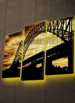 Tablou Canvas cu Led Panorama Sydney, Multicolor, 66 x 45 cm