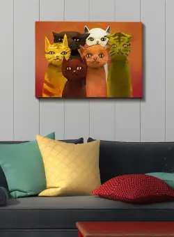 Tablou Canvas Pisici, Multicolor, 70 x 50 cm