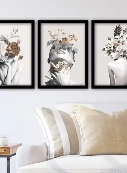 Tablou Canvas Woman, Multicolor, 45x35 cm, 3 bucati