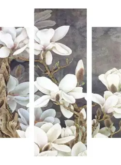 Tablou MDF ( 5 buc ) Flori Albe Natura, Multicolor, 56 x 92 cm