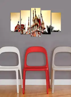 Tablou MDF ( 5 buc ) Kremlinul din Moscova, Multicolor, 60x110 cm