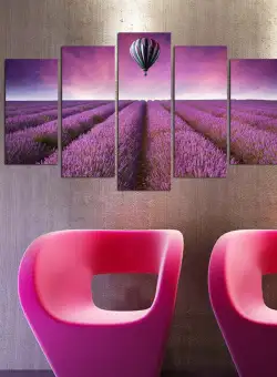 Tablou MDF ( 5 buc ) Lavanda Cappadocia, Multicolor, 60x110 cm