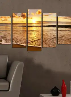 Tablou MDF ( 5 buc ) Mykonos, Multicolor, 60 x 110 cm