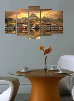 Tablou MDF ( 5 buc ) Ottoman, Multicolor, 60x110 cm