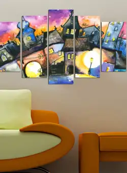 Tablou MDF ( 5 buc ) Van Gogh Amsterdam, Multicolor, 60x110 cm