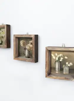 Tablou MDF cu rame Flori Primavara, Multicolor, 15x15 cm, 3 bucăți