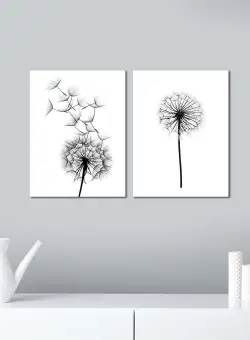 Tablou Papadie, Alb - Negru, 40x62 cm, 2 bucăți