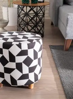 Taburet Begon, 40 x 40 cm, Alb, Albastru, Verde, Gri, Crem