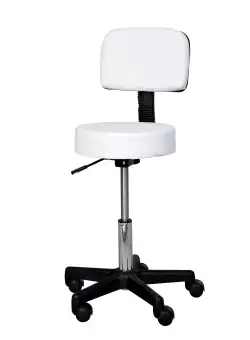 Taburet de Bar HOMCOM cu spatar inalt sezut capitonate, inaltime reglabila, tapiterie din piele ecologica, Max.sarcina 136kg alb | Aosom RO