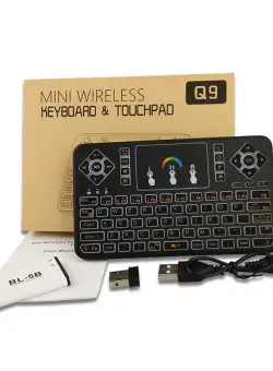Tastatura Wireless Techstar® Q9 Iluminata RGB , QWERTY, Plug&Play, Tochpad, Tastatura, Mouse 