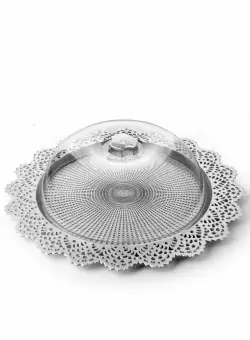 Tavă cu clopot Bell-shaped Plastic Jar MRTS - Silver, Argint, 38x10x38 cm