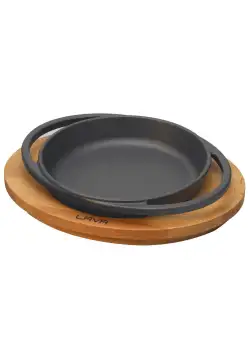 Tava din fonta cu suport lemn Lava 16 cm