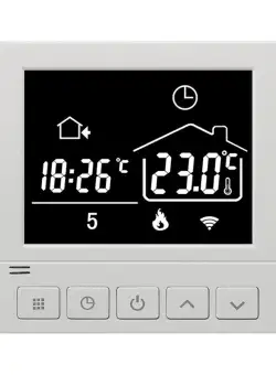 Termostat inteligent Techstar® 3105 Smart WiFi pentru incalzire electrica in pardoseala, Ecran Digital, Incastrabil, 3520W, 16A, compatibil Smart Life / Tuya, IP20, Alb