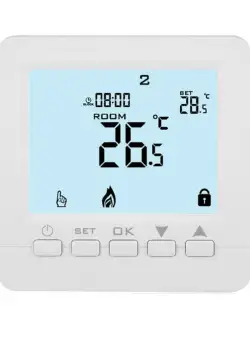 Termostat Techstar® TH-06, Ecran Digital, Incastrabil, 16A, 3500W, Alimentare 220V, Senzor Pardoseala, Alb