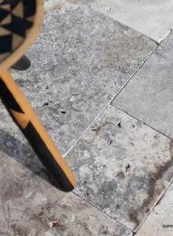 Travertin Silver Cross Cut French Pattern Set Antichizat 1.2 cm 