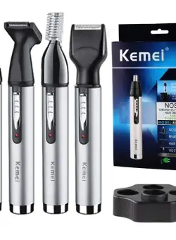 Trimmer barbati 4 în 1 pentru barba, perciuni, nas si sprancene, Kemei KM-6650
