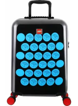 Troler LEGO Brick Dots, 40 L, material ABS, sistem inchidere cu 3 combinatii si cheita TSA (Negru/Albastru)