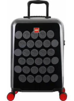 Troler LEGO Brick Dots, material ABS, 40 L, 55 x 35.5 x 22 cm, sistem inchidere cu 3 combinatii si cheita TSA (Negru/Gri)