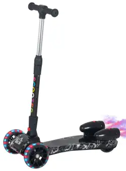 Trotineta cu 3 roti, 61x 26 x 63-81cm cu lumini, negru HOMCOM | Aosom RO