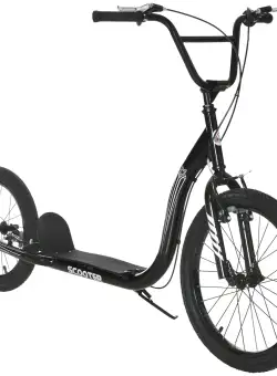 Trotineta HOMCOM pentru Copii de la 10+ Ani cu Inaltime Reglabila, cu Frana Dubla si Roti Gonflabile, din Otel si PP, 156x68x101-108cm, Negru