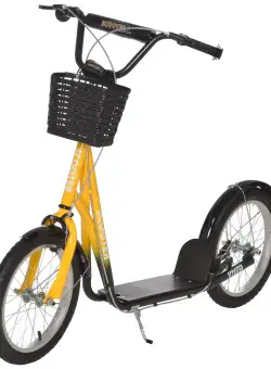 Trotineta pentru Copii cu Roti Mari, 2 Frane si Ghidon Reglabil, Cos si Suport pentru Sticla, 139x58x90-96cm, Portocalie HOMCOM | Aosom RO